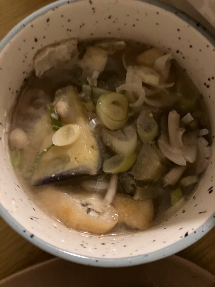 茄子と白菜と油揚げ入り味噌汁