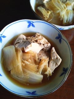 焼き豆腐と白菜の煮物