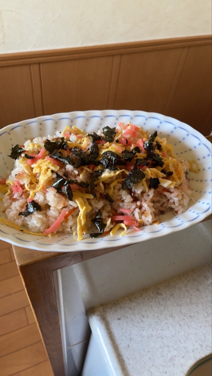 キュウリこそ無かった物のある物で美味しそうな、ばら寿司を作り事が出来ました!今から食べるのが楽しみです(*´ω`*)ありがとうございました♪