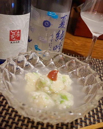 ひんやりつるんと、枝豆豆腐水団子