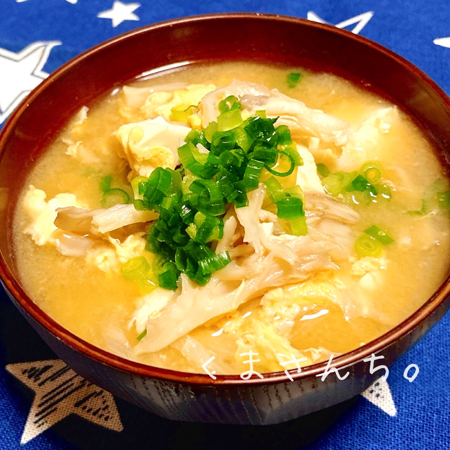 ふんわり♡豆腐と舞茸のかき玉味噌汁