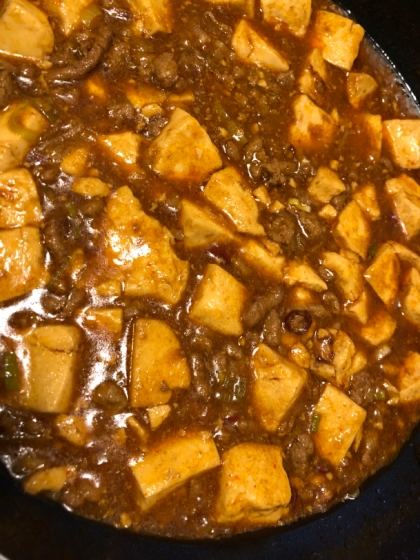 簡単に出来ました！コチュジャンが無く甜麺醤で！豆腐とお肉倍量で作りました♡