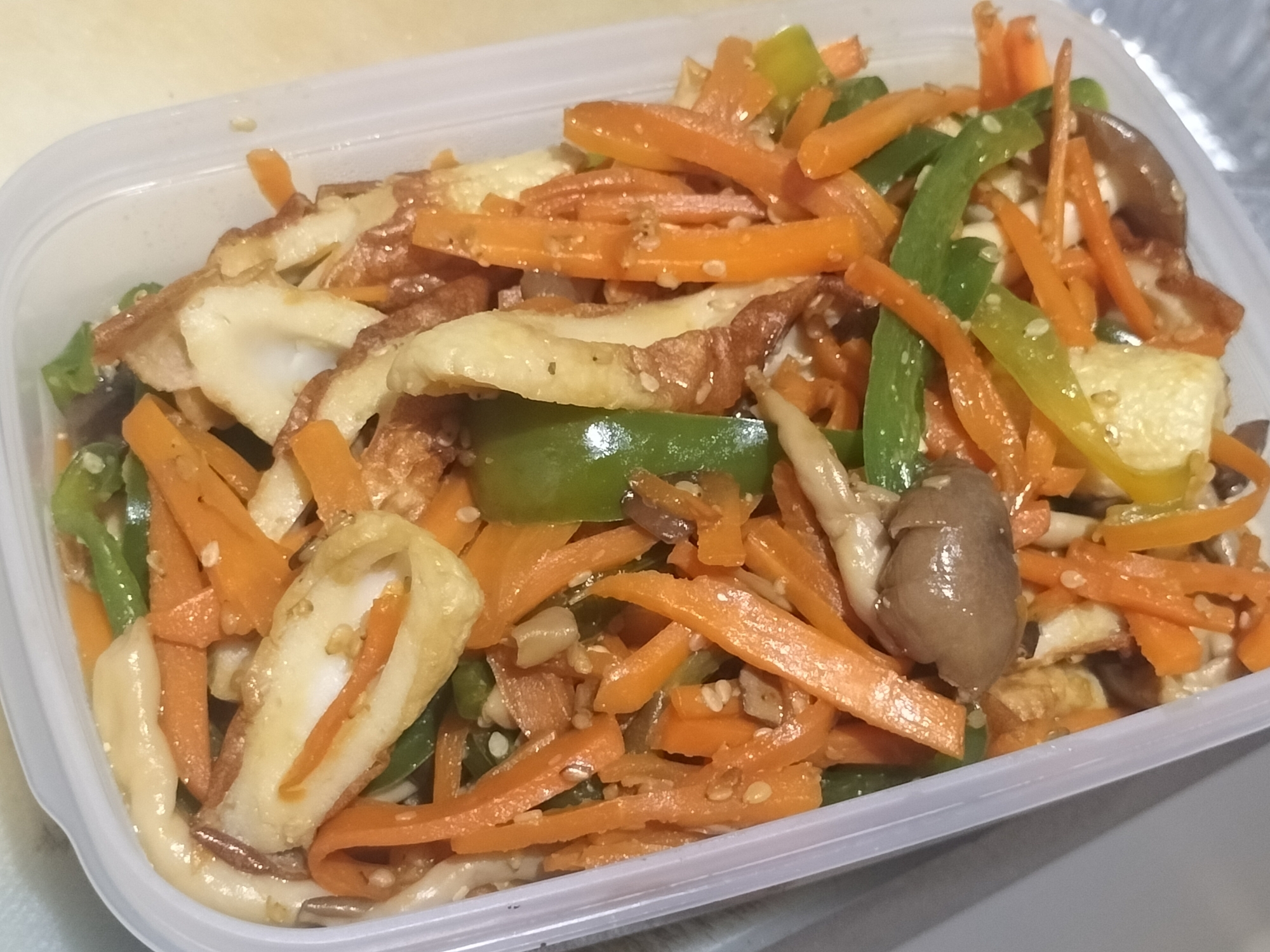 簡単作り置き♪ピーマン人参しめじ竹輪できんぴら風