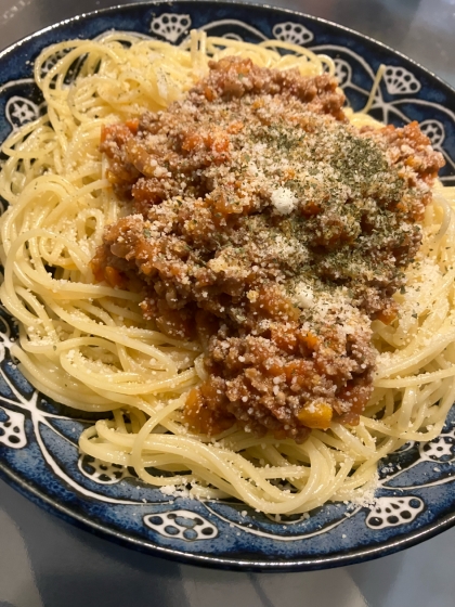 トマト缶で！ミートソーススパゲッティ