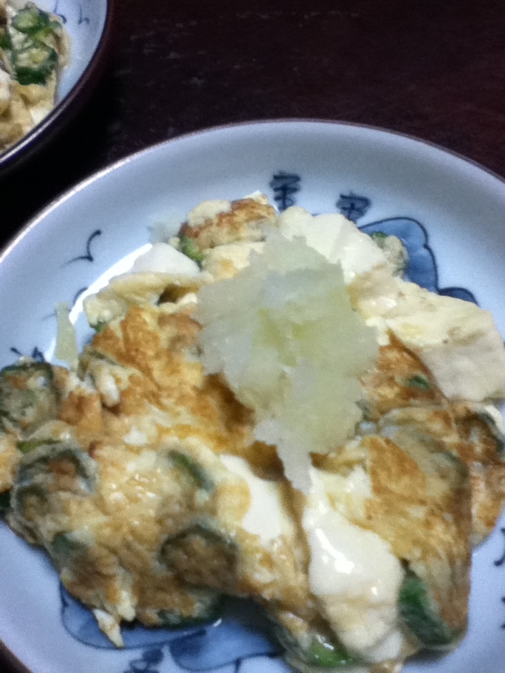 豆腐とオクラの卵焼き