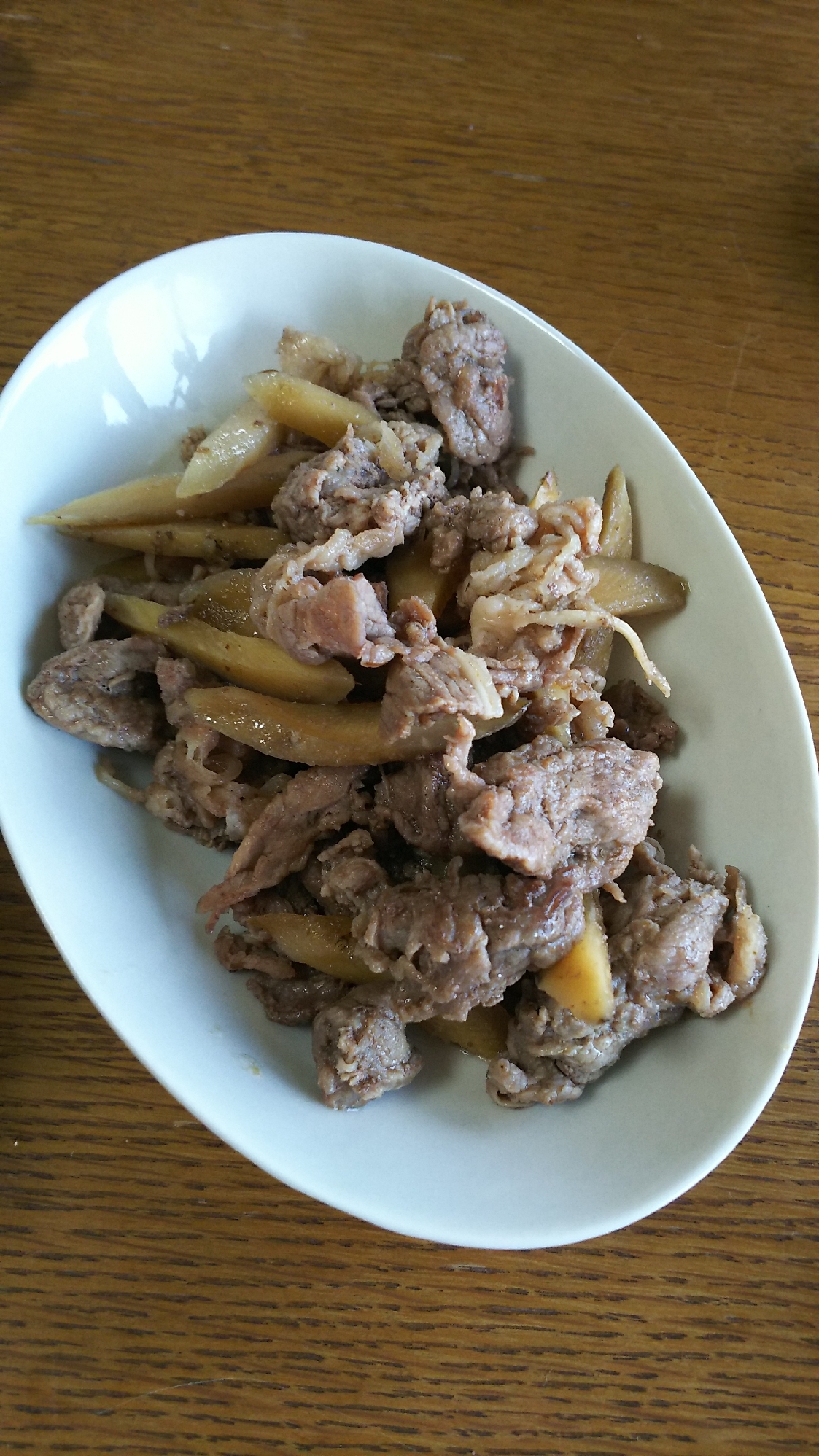 ゴボウ含め煮と牛肉の炒め物