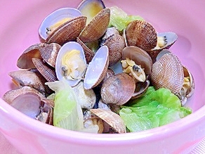 レンジで4分!あさりとレタスの酒蒸し