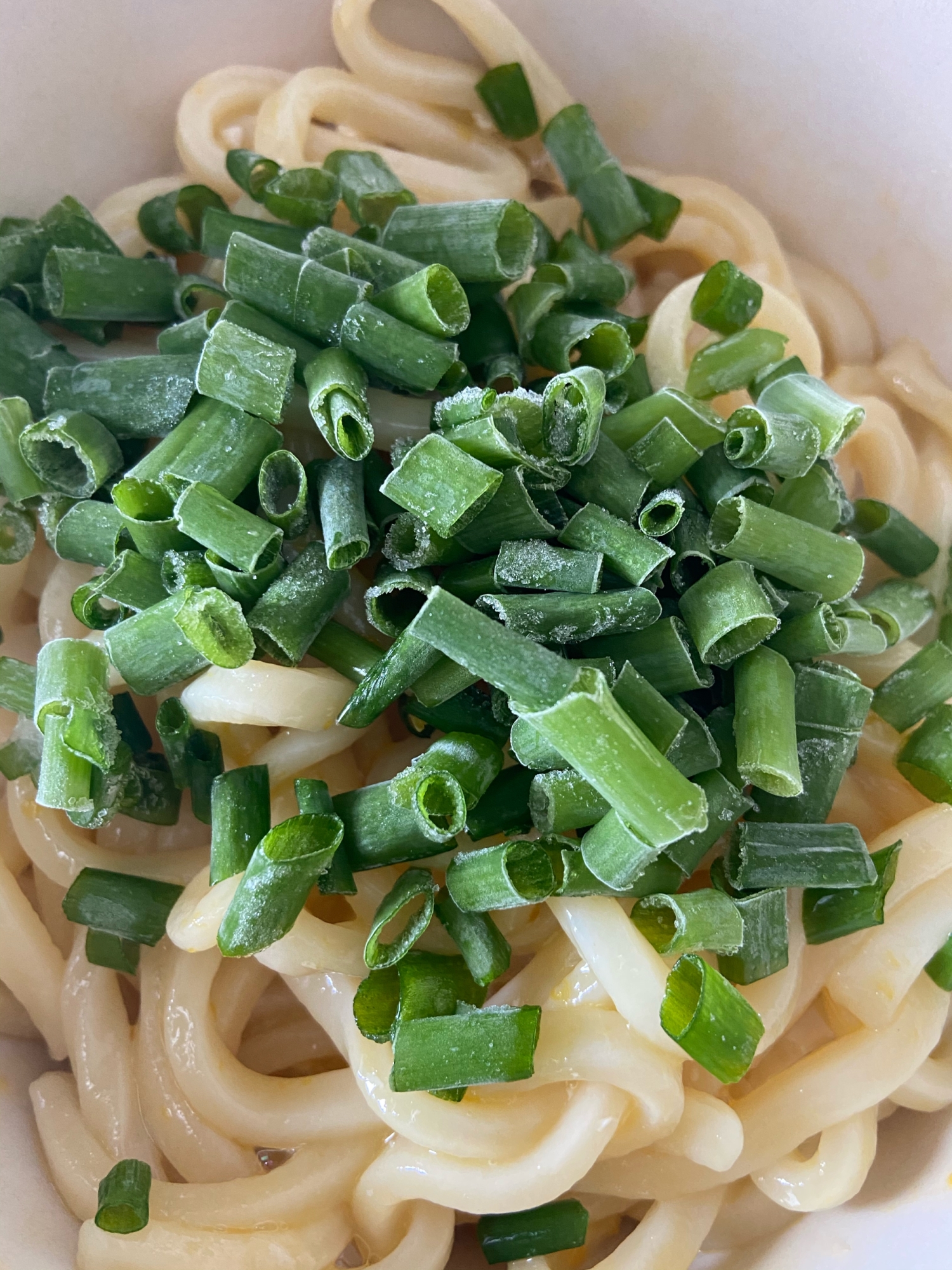 レンジで簡単♪釜玉うどん