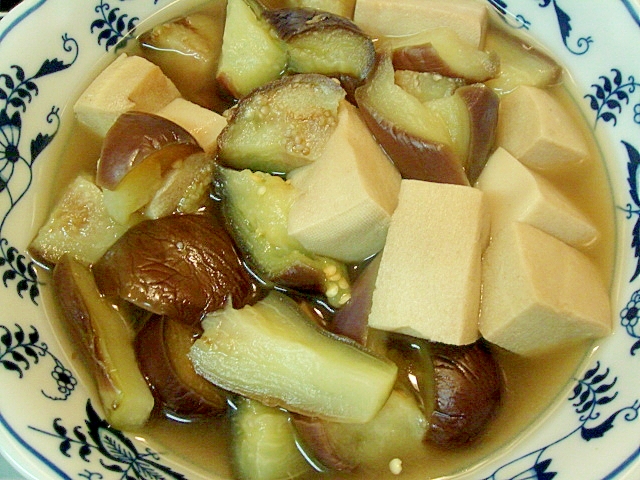 高野豆腐と茄子の麺つゆ煮