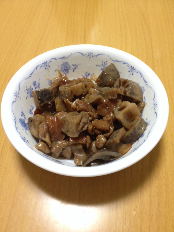 鶏肉とさつま揚げと蓮根の甘辛煮