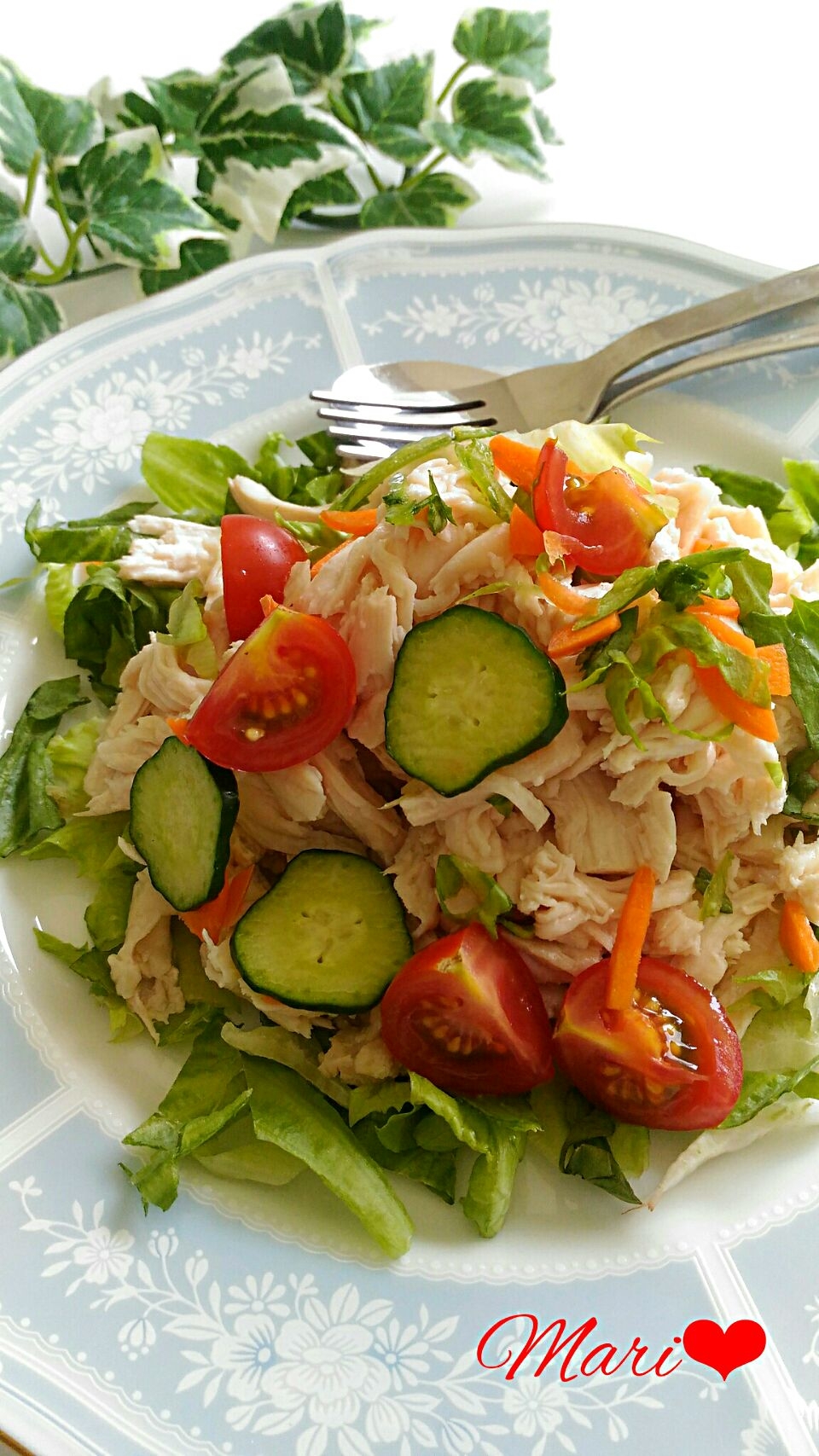 レンジで簡単☆鶏胸肉のサラダ