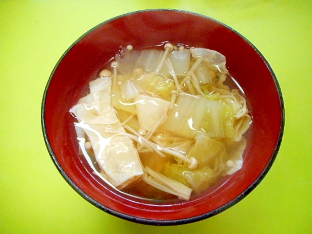 白菜とゆばえのきの和風スープ