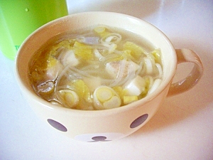ランチポットで、白菜と長芋と春雨スープ