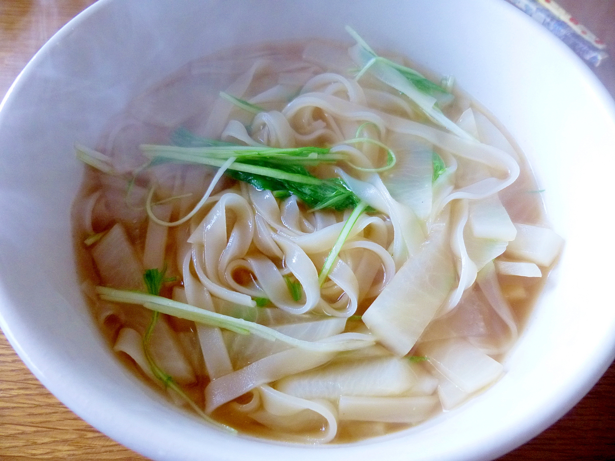 水菜と大根の米粉麺