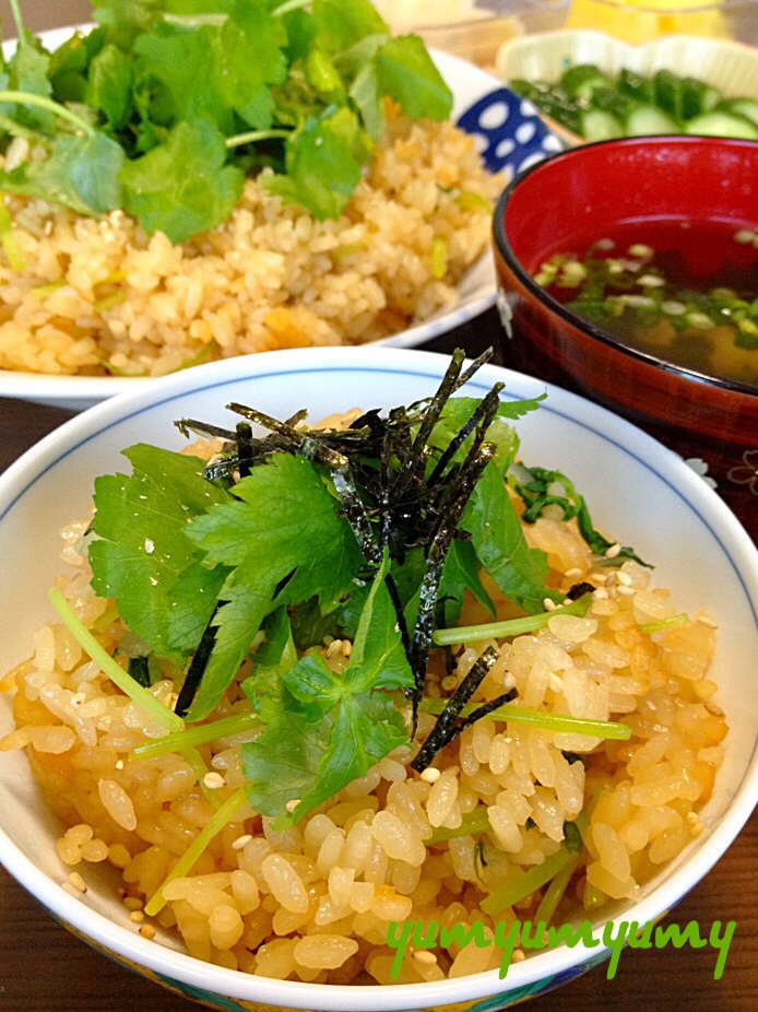 三つ葉の炊き込みごはんです☆シンプル！ゆえに旨しw