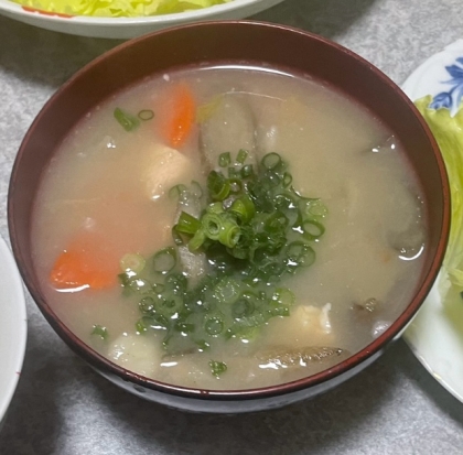 家にある材料で、豚汁風具沢山味噌汁