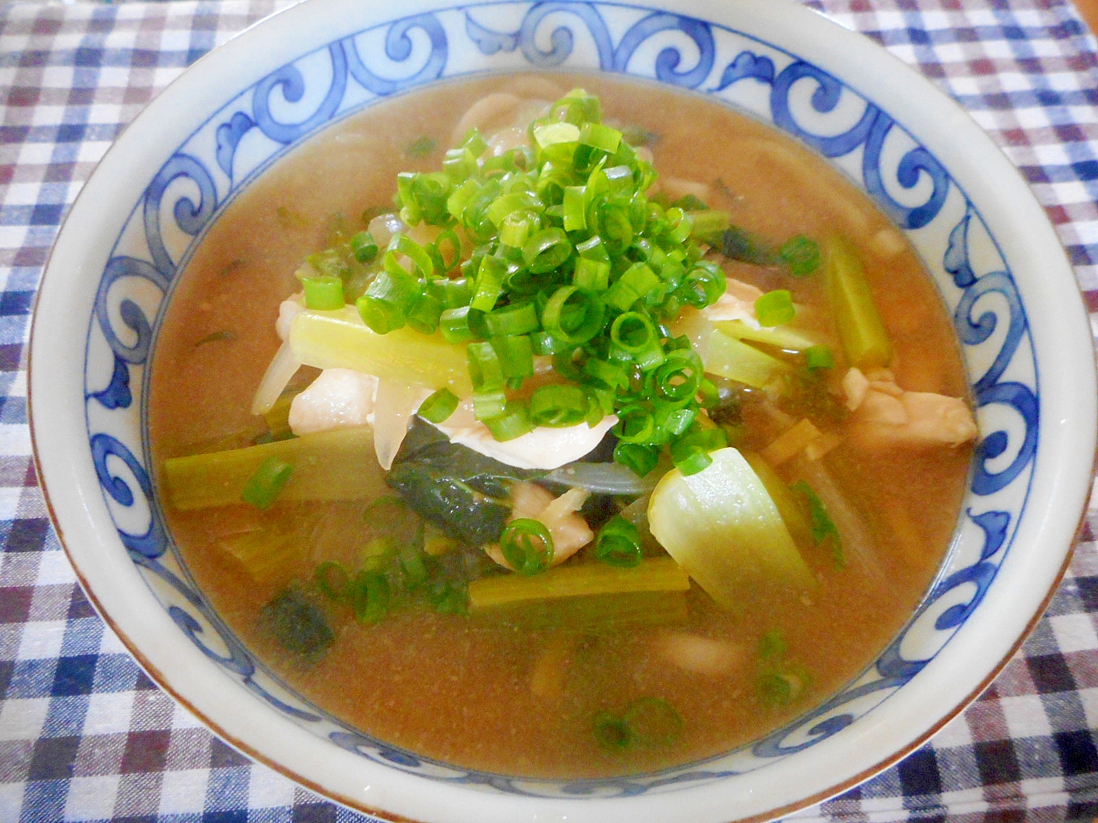 小松菜とささみの煮込みうどん