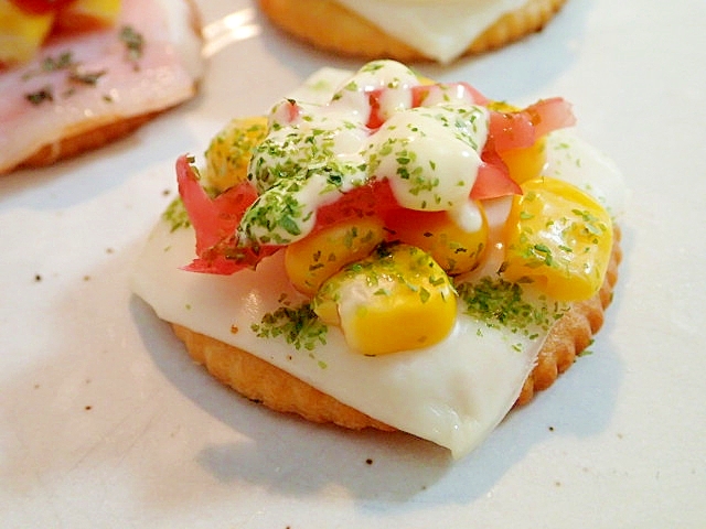 モッツァレラチーズとコーンと紅生姜の焼きリッツ レシピ 作り方 By ぷ みぃまま 楽天レシピ