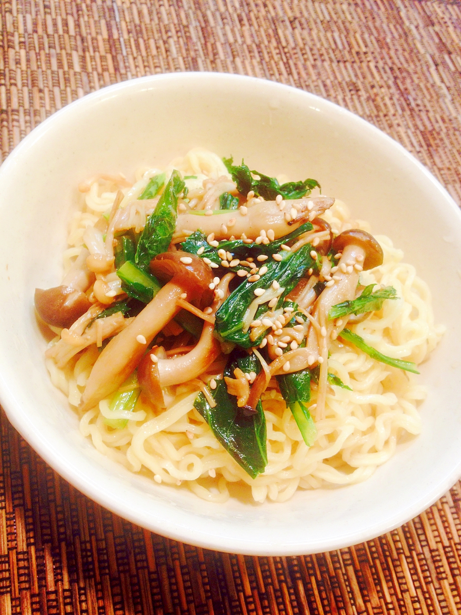 インスタントラーメンで★冷製きのこ麺★