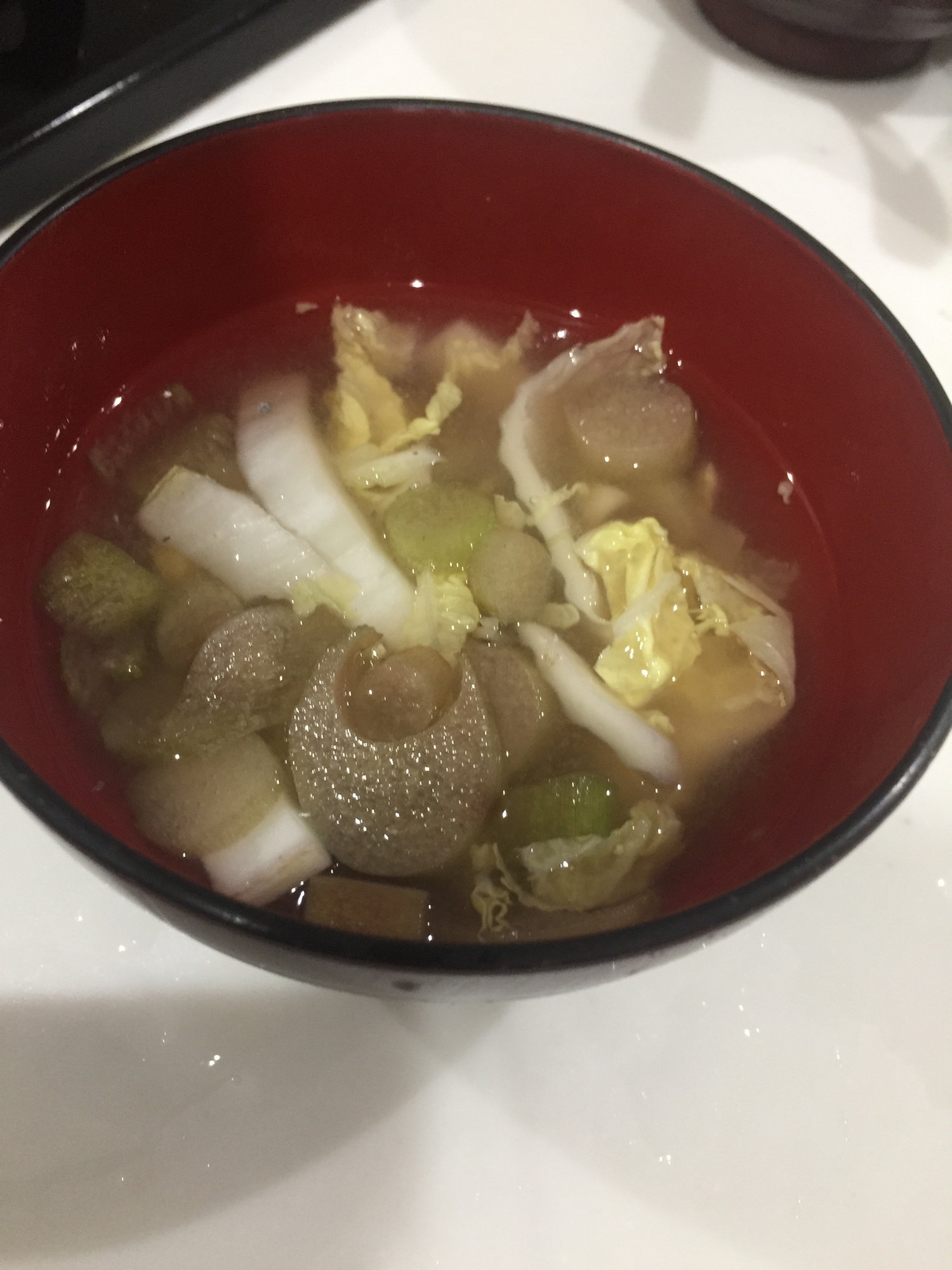 ずいきと白菜の味噌汁