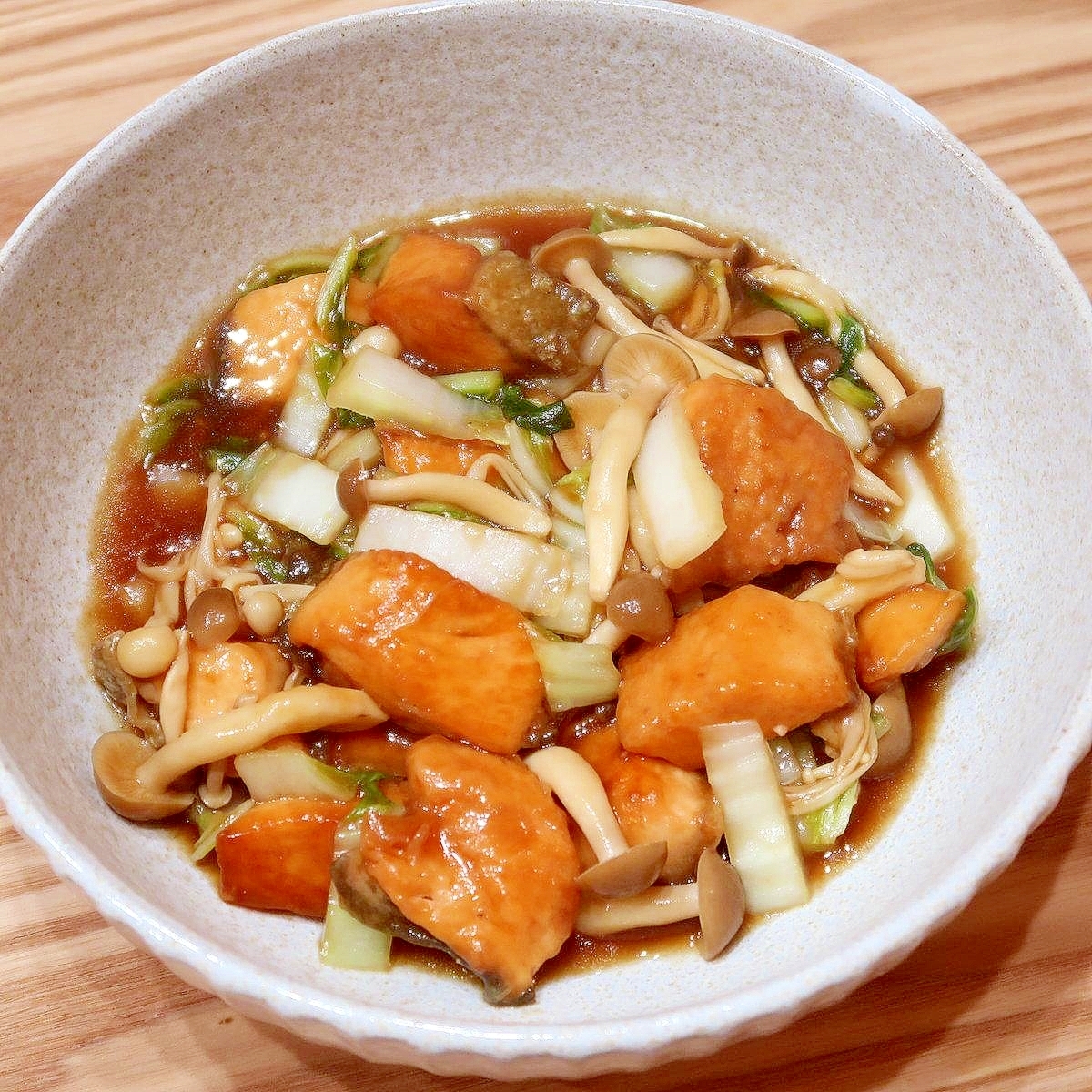 秋鮭と白菜、きのこの甘酢炒め★減塩・低カリウム志向