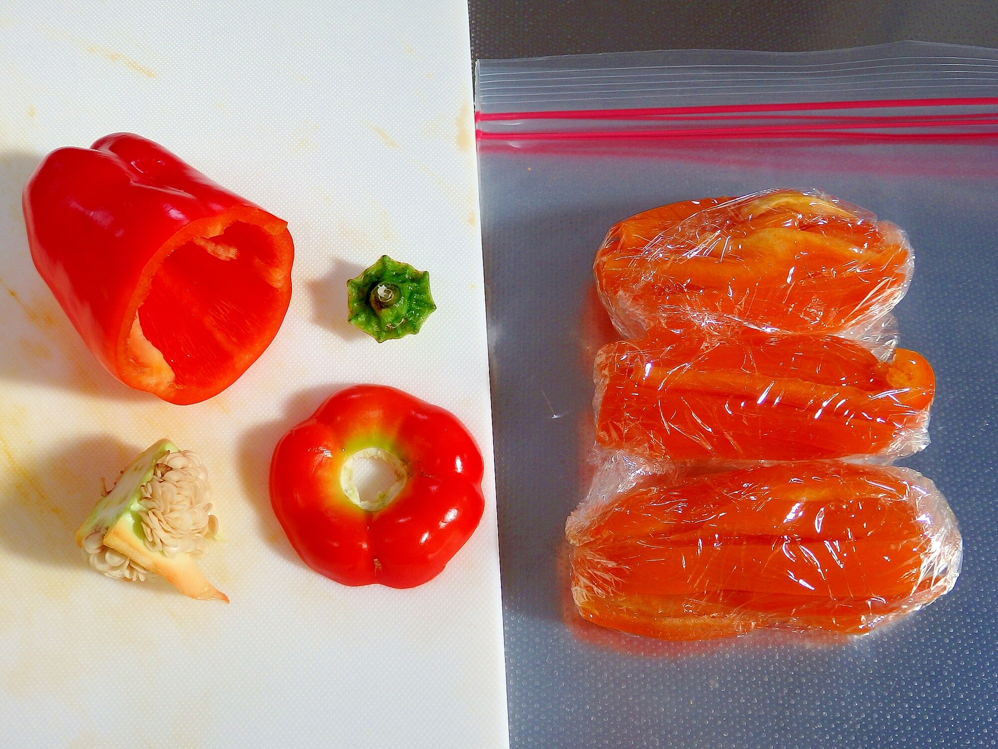 カラーピーマンの下準備と冷凍保存法 レシピ 作り方 By 月のおと 楽天レシピ