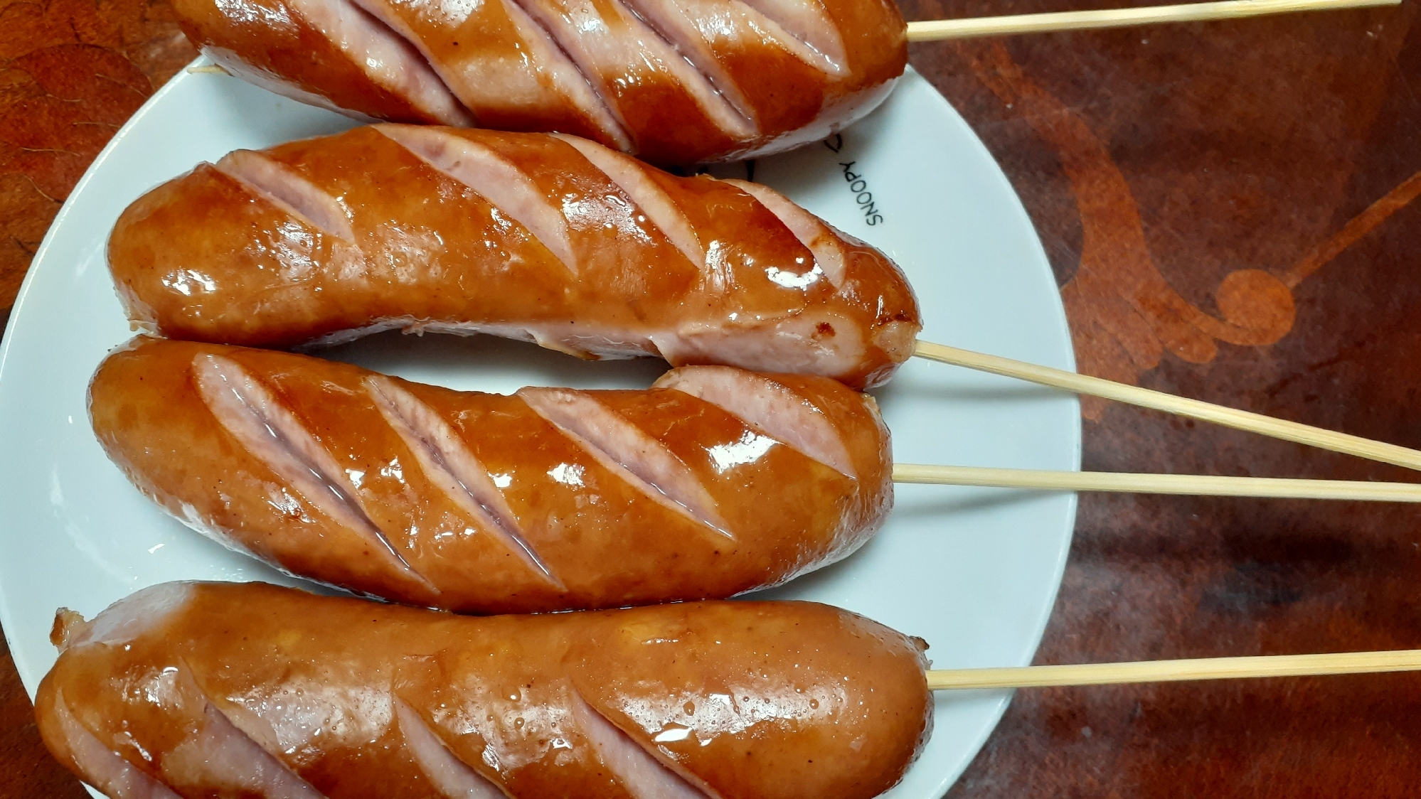 コンビニ風☆串刺しフランクフルト焼き♪