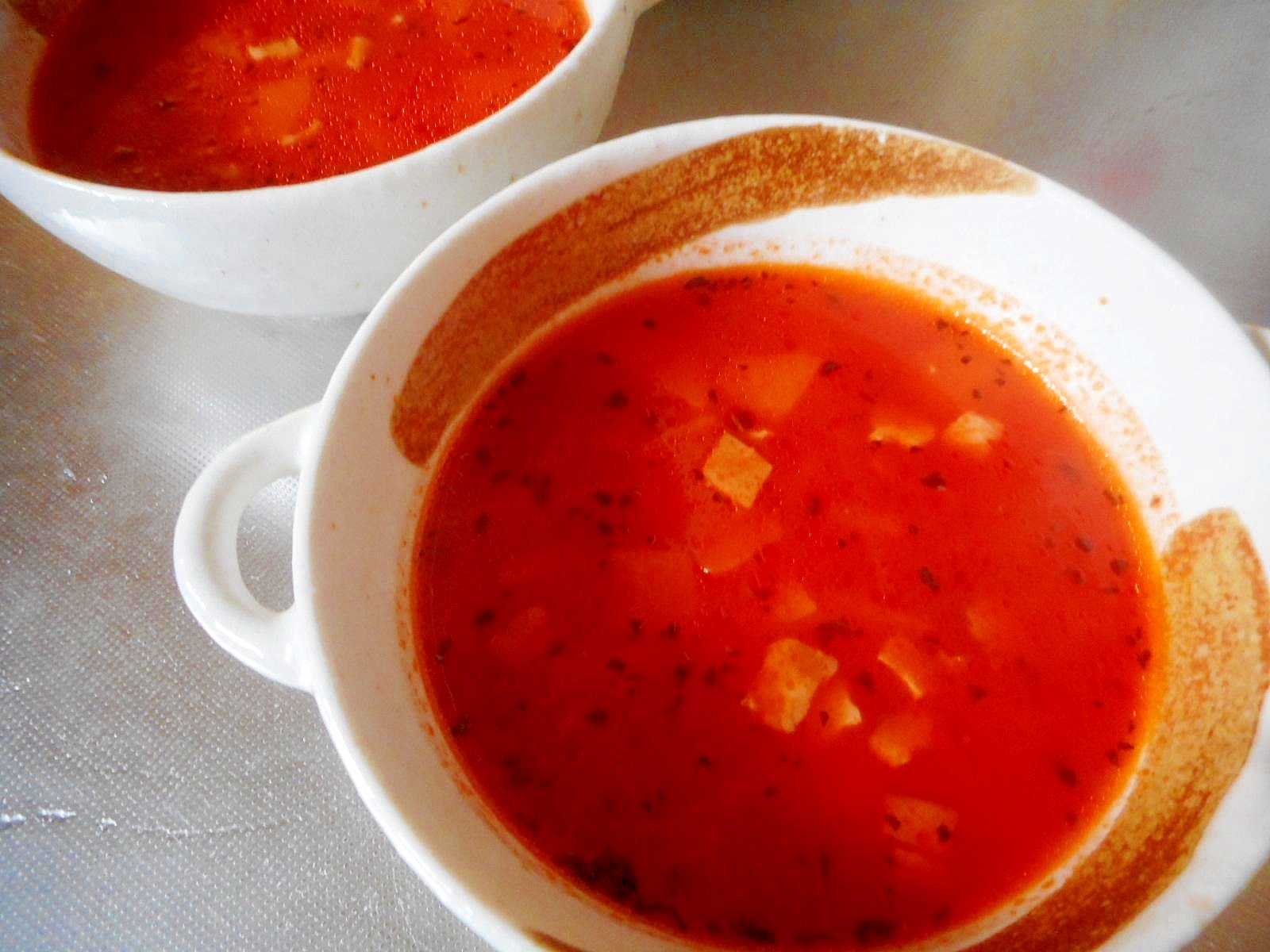 人参とベーコンのトマトスープ