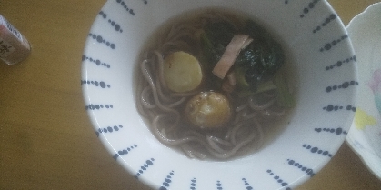 定番和え物をお蕎麦に！ほうれん草と揚げ物(^^)