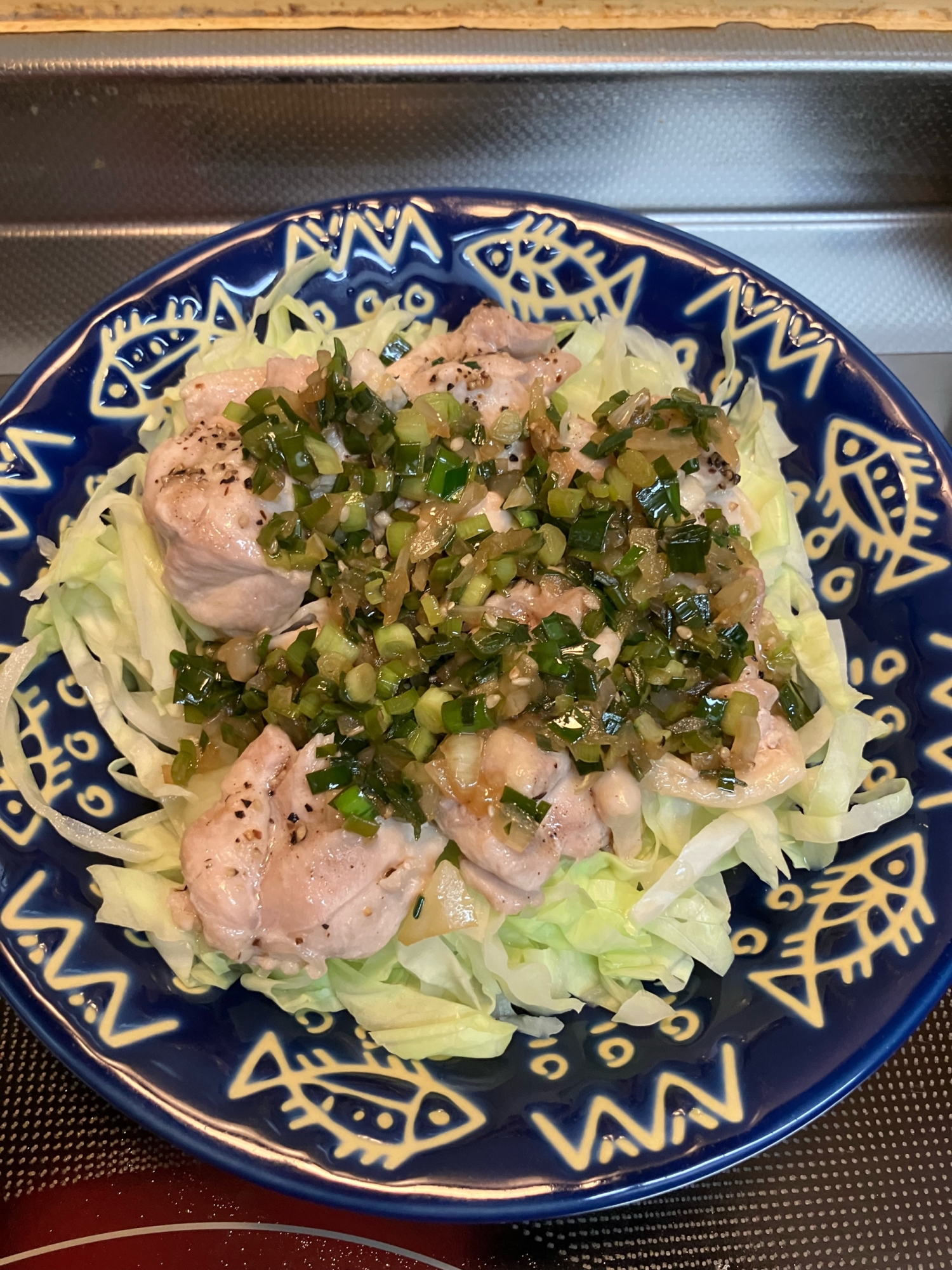 鶏肉の蒸し焼き♪ニラと玉ねぎのタレかけ^_^