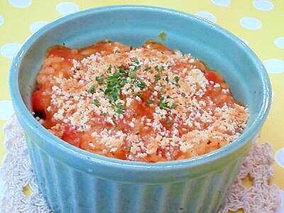 【離乳食】鶏レバートマト煮のドリア風