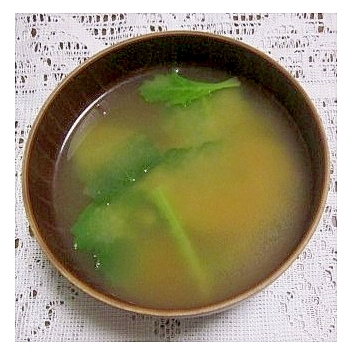小松菜の味噌汁（昆布だし）