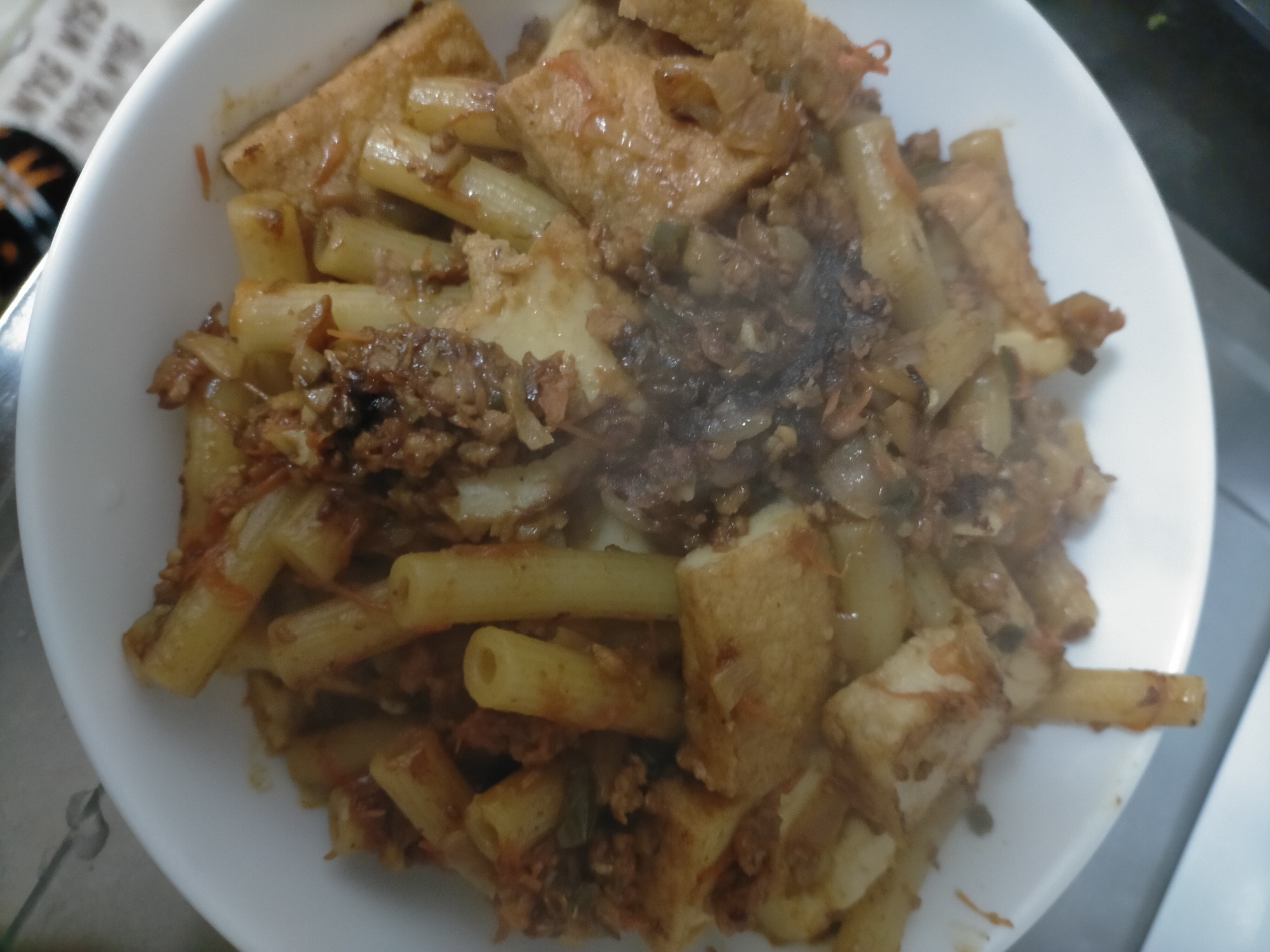 マカロニと厚揚げのドライカレー炒め