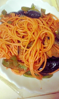 茄子とピーマンのスパゲティ