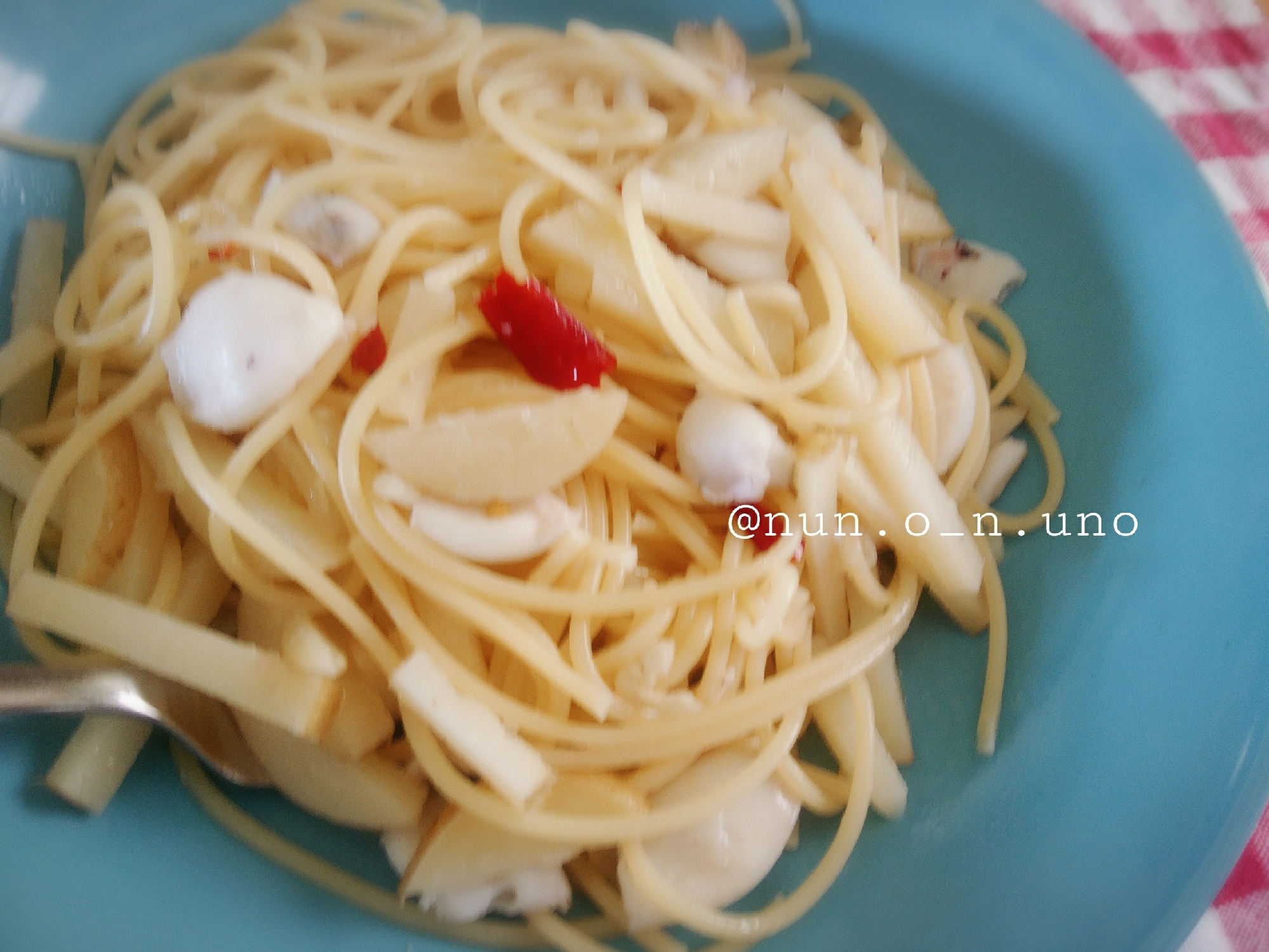 タケノコと小イカのスパゲッティ