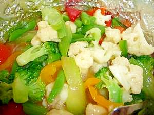 ごま油と中華だし入りのお湯で茹でる温野菜サラダ