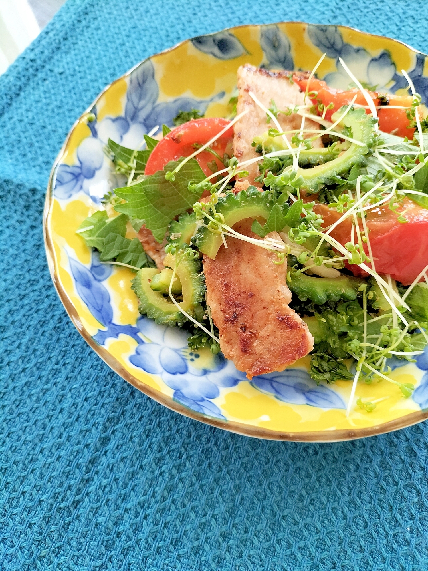 トマトゴーヤの豚塩生姜焼き♩