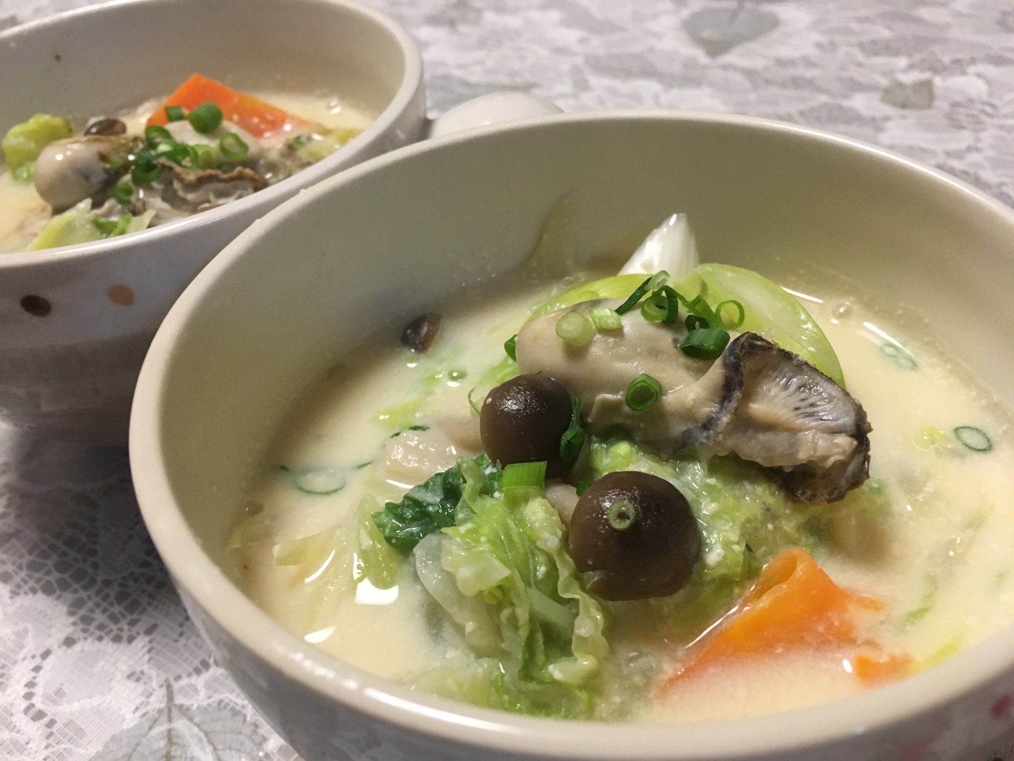 牡蠣と野菜の★食べる和風ミルクスープ★