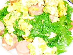 わさび菜と卵の炒め物