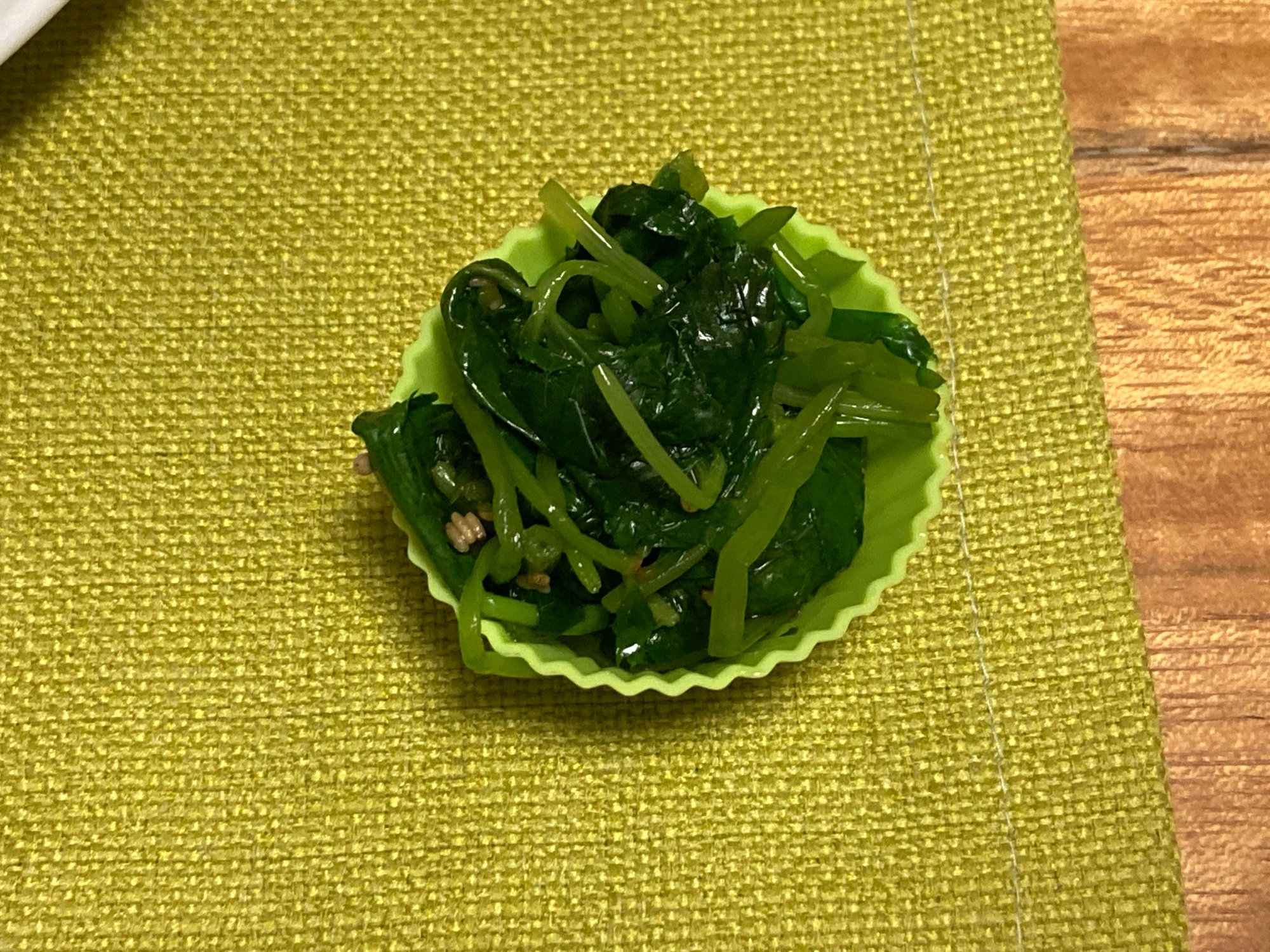 うちのお弁当のおかず　冷凍保存　三つ葉のおひたし