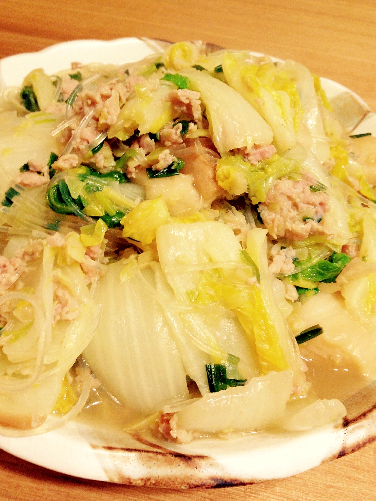 お麩入り☆白菜と春雨の中華煮