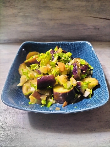 レンジで簡単♡和えるだけ♡なすのザーサイセロリ和え