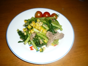 小松菜とコーンの炒め物