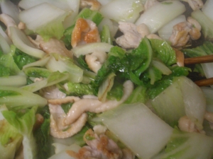 ：：鶏肉と白菜の　ゆず胡椒炒め：：