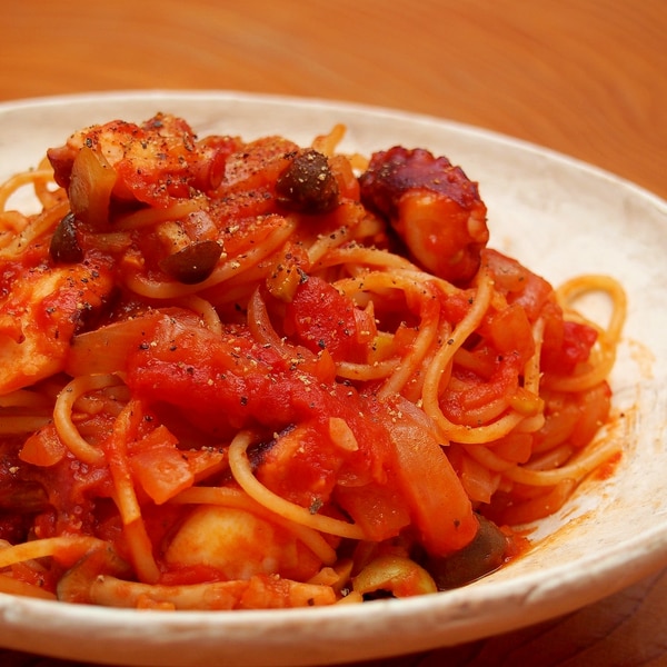 タコとオリーブのトマトパスタ レシピ 作り方 By 鶏のから揚げ 楽天レシピ タコとオリーブのトマトパスタ レシピ 作り方 By 鶏のから揚げ 楽天レシピ