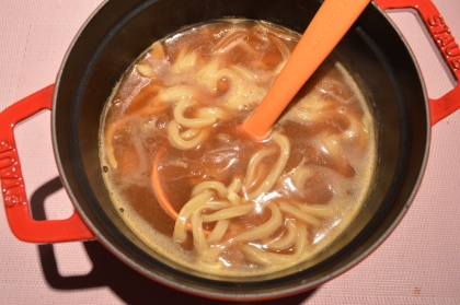 カレーの残りを使ってトロっとカレーうどん♪