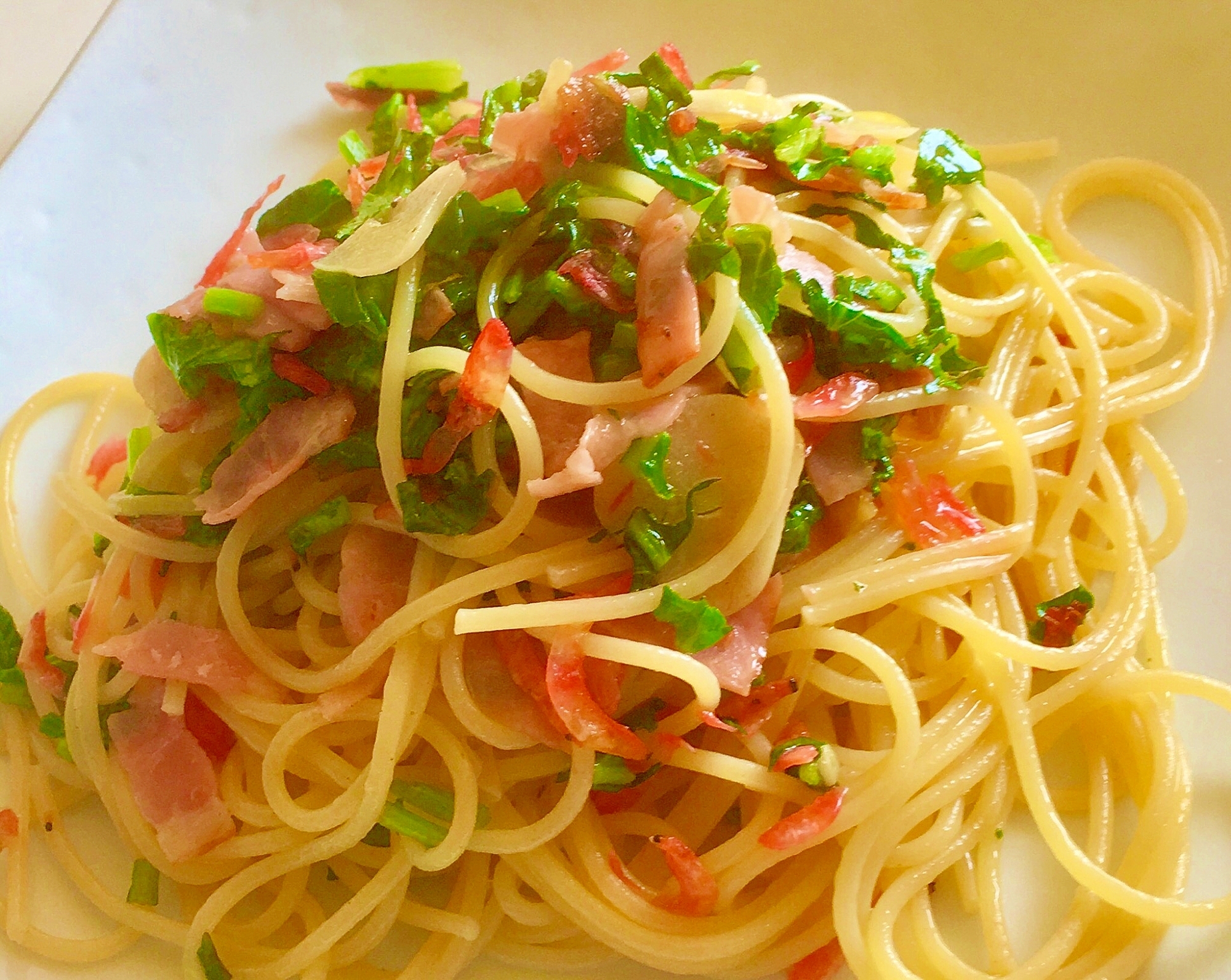 ～和風～干しエビと大根葉のパスタ