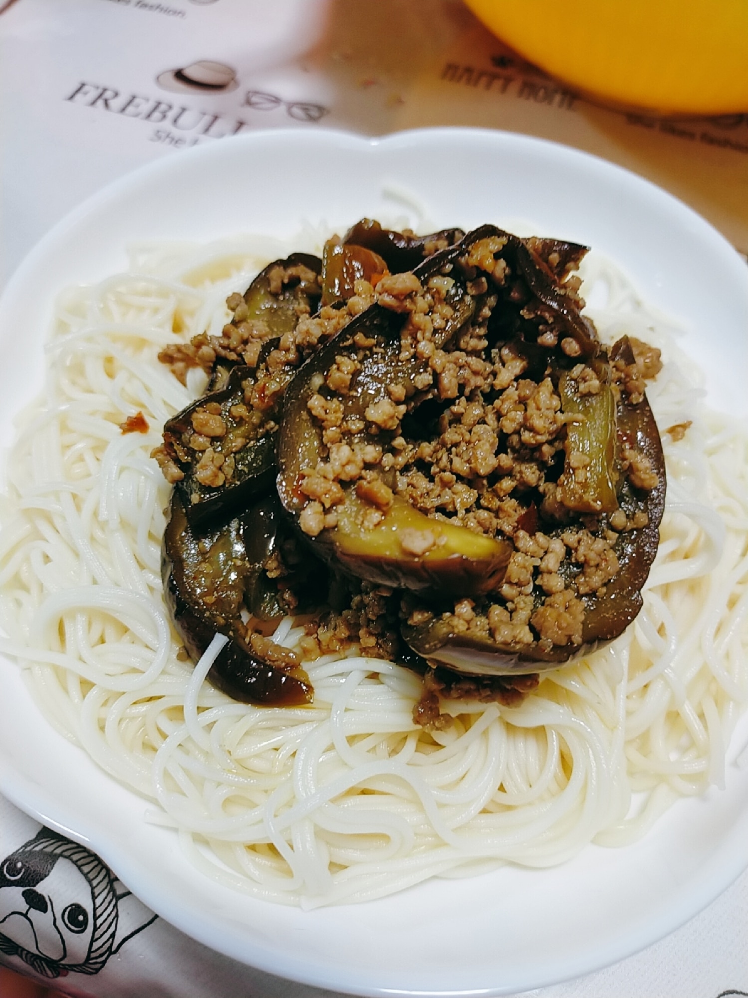 なすとひき肉のピリ辛そうめん♡