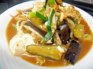 キムチ豆腐の野菜炒め