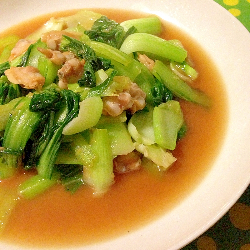 青梗菜とあさりの和風炒め煮